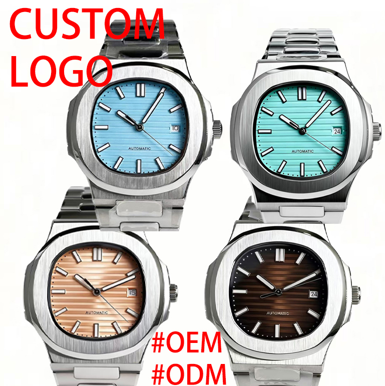 Luxury Watch Logo - 맞춤형 로고가 새겨진 42mm 사각형 시계,