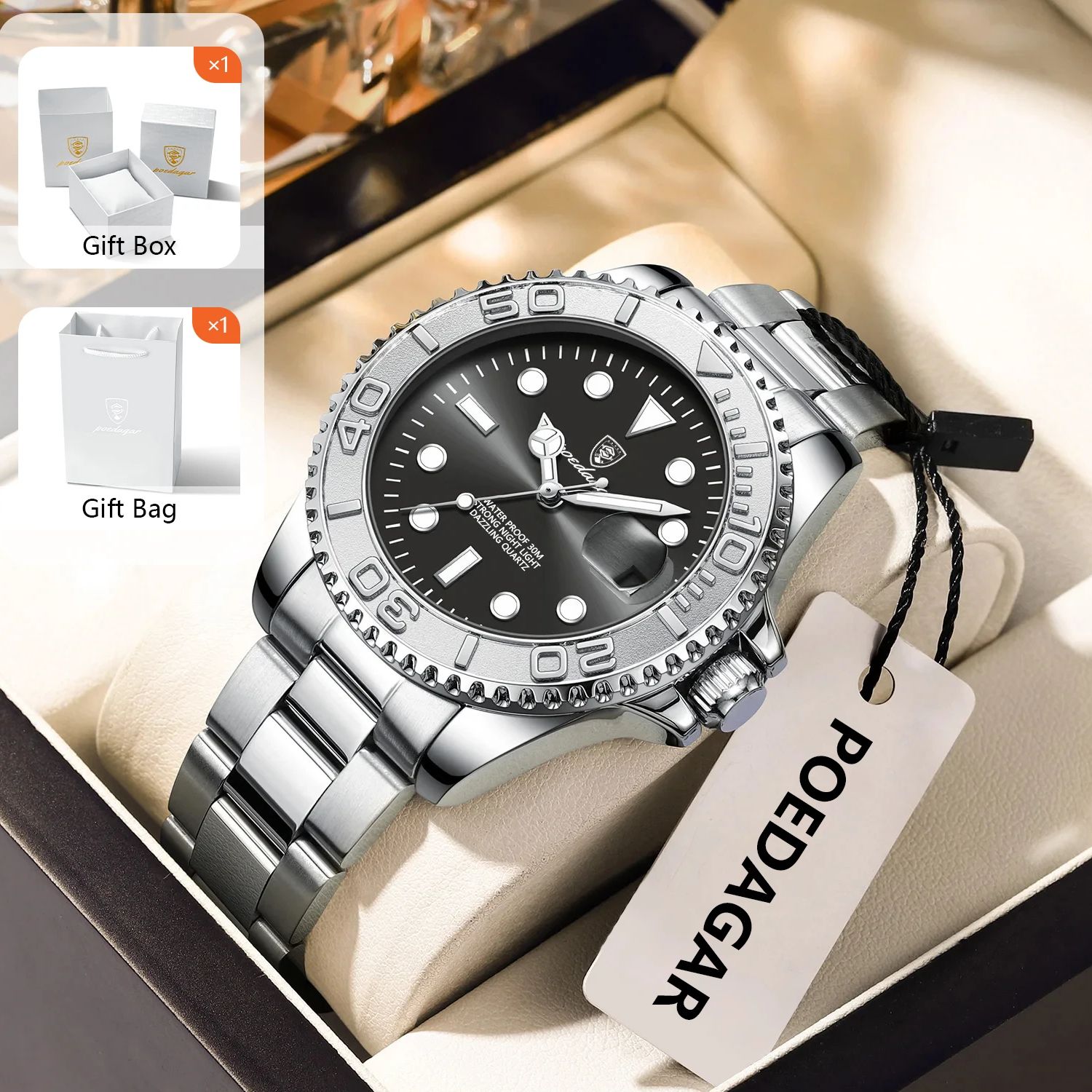 Luxury Watch With Bracelet - 포에다가 트렌디 스포츠 남성용 시계 야광