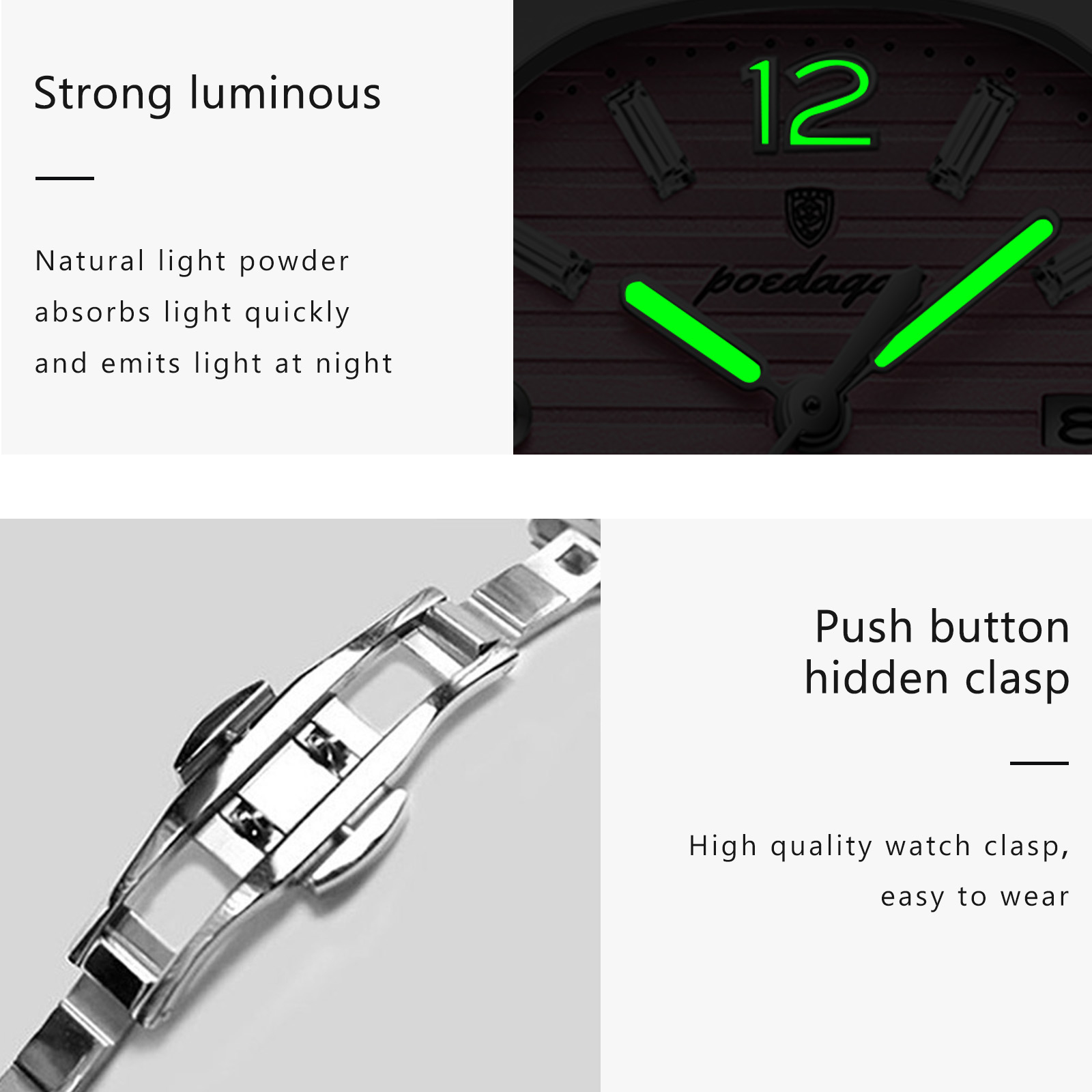 포에다가 스퀘어 패션 여성 손목시계 야광 방수 날짜 여 - Luxury Watch For Sale 리뷰 및 가격