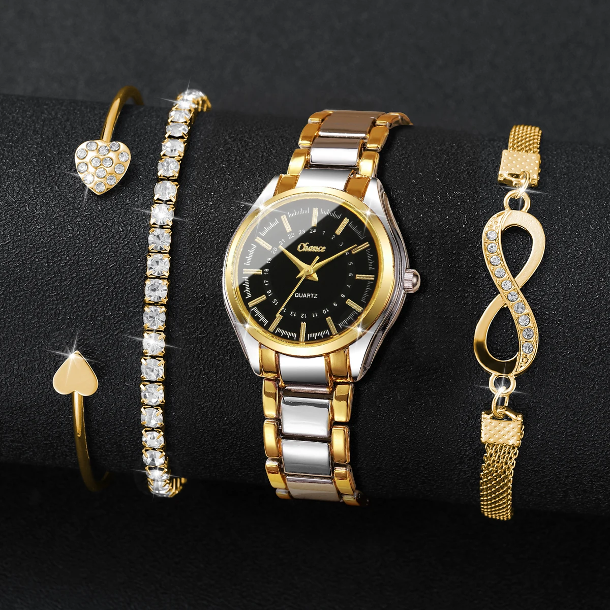 4PCS 우아한 여성용 시계 팔찌 세트 여성용 럭셔리  - Luxury Watch For Sale 리뷰 및 가격