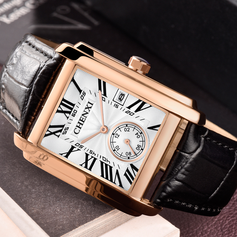 CHENXI 남성용 클래식 스퀘어 브라운 가죽 스트랩  - Luxury Watch Exhibition 리뷰 및 가격