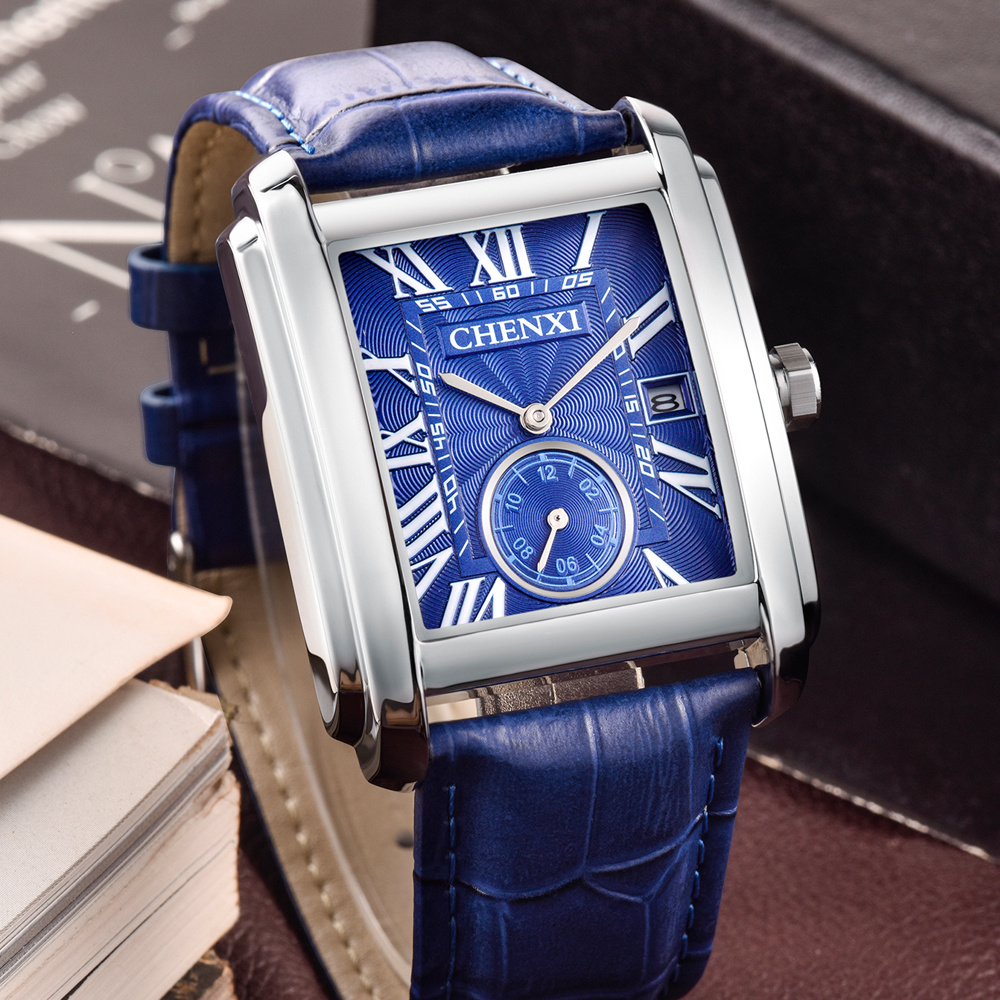 CHENXI 남성용 클래식 스퀘어 브라운 가죽 스트랩  - Luxury Watch Exhibition 리뷰 및 가격