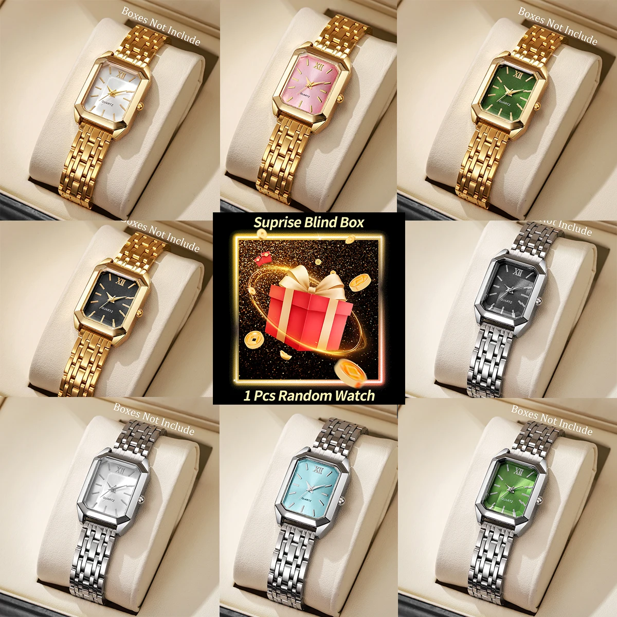 깜짝 선물 상자, 여성용 시계, 랜덤 고급 사각 쿼츠  - Luxury Watch Lady 리뷰 및 가격