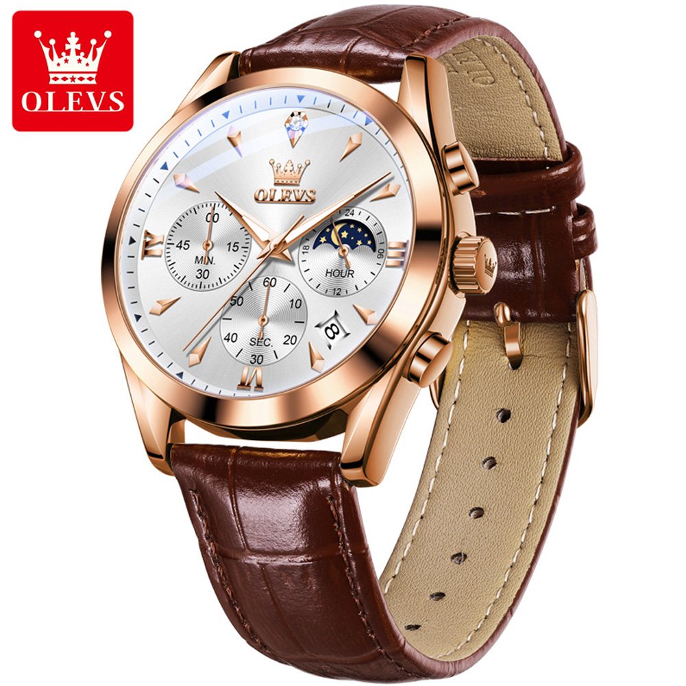 OLEVS 남성용 가죽 쿼츠 시계, 방수 야광 달력,  - Luxury Watch Exhibition 리뷰 및 가격