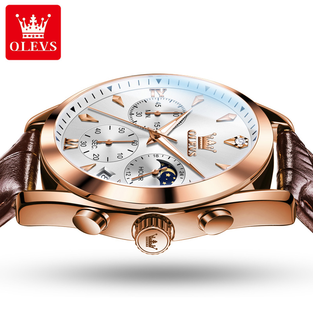 OLEVS 남성용 가죽 쿼츠 시계, 방수 야광 달력,  - Luxury Watch Exhibition 리뷰 및 가격