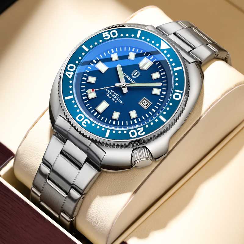 QINGXIYA 브랜드 패션 클래식 블루 쿼츠 시계 남 - Luxury Watch Exhibition 리뷰 및 가격
